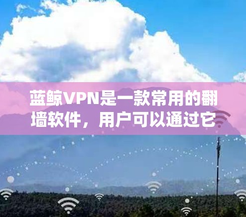 蓝鲸VPN是一款常用的翻墙软件，用户可以通过它来绕过网络限制，访问受限的网站或内容。但请注意，使用翻墙软件可能会涉及法律风险，具体情况因地区而异，建议遵守当地法律法规